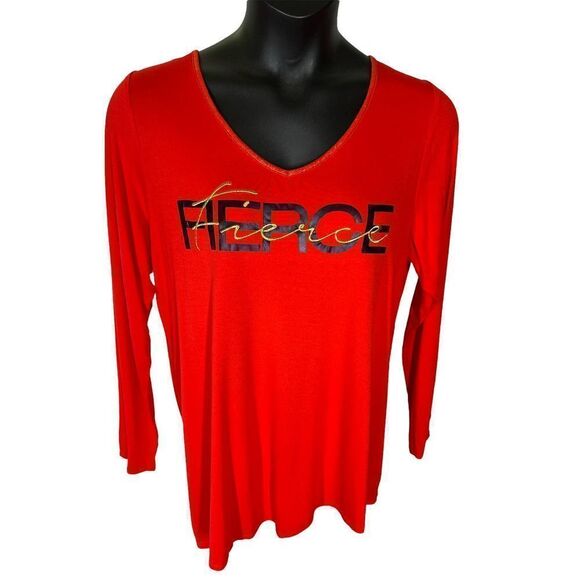 Livi Active Lane Bryant Long Sleeve Fierce Red Strappy Top Women’s Size 18/20 - Picture 1 of 4